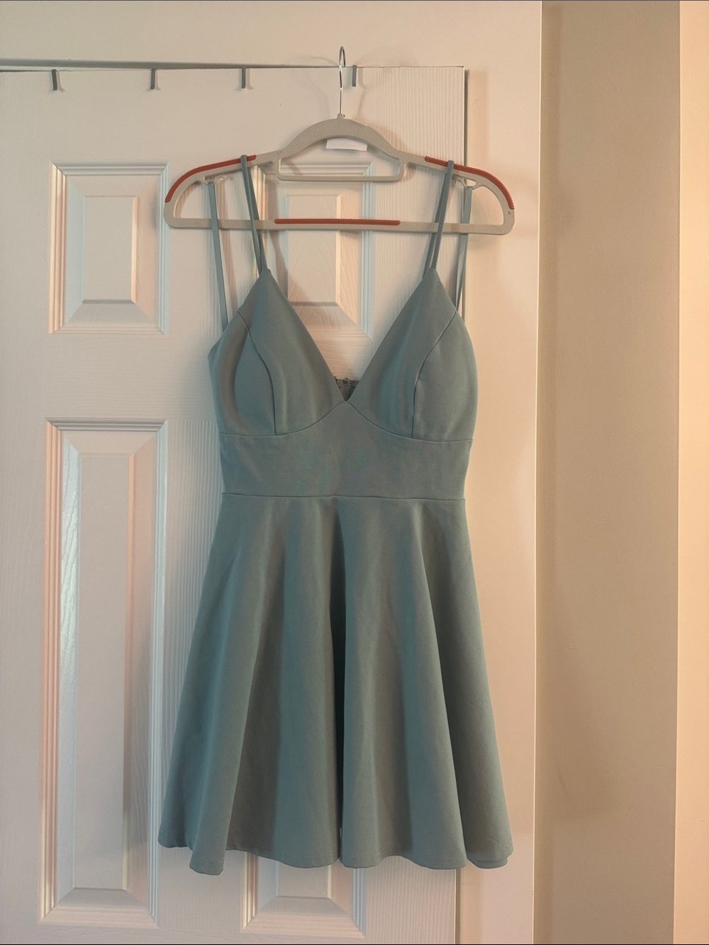 Windsor Powder Blue V-Neck Fit & Flare Mini Dress